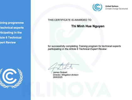 Certificate of Participation Training program for technical experts participating in the Article 6 Technical Expert Review